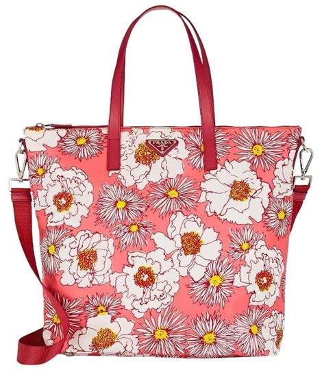 prada nylon tote rose fiore